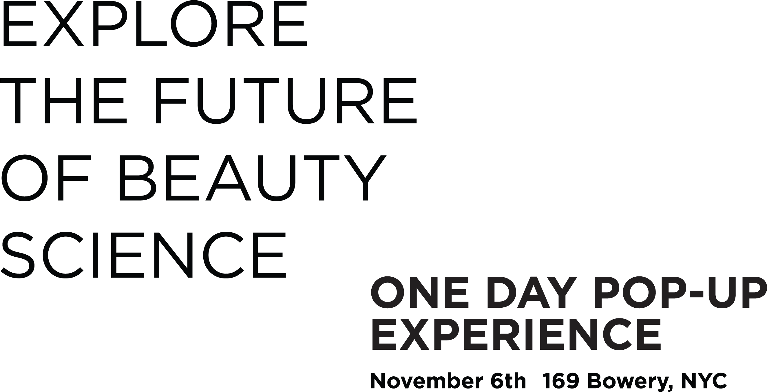 Text advertising pop-up beauty event in New York City